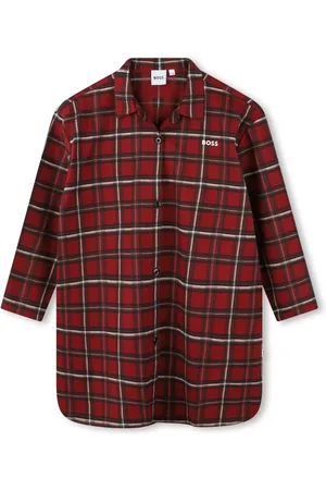 HUGO BOSS Plaid-check cotton nightdress