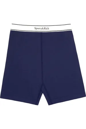 Sporty & Rich Serif logo-waistband shorts