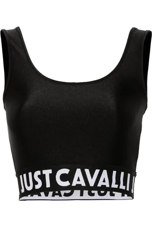 Roberto Cavalli Logo-waistband cropped top