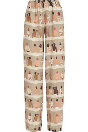 AMIR SLAMA Swimmer-print straight-leg trousers