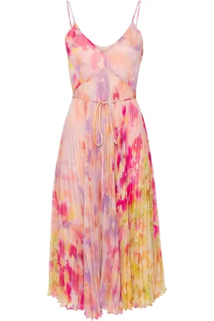Twin-Set Abstract-print pleated midi dress