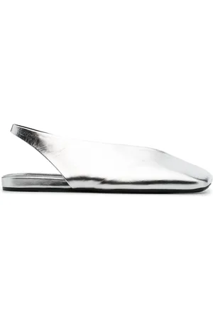 Jil Sander Square-toe metallic ballerina shoes