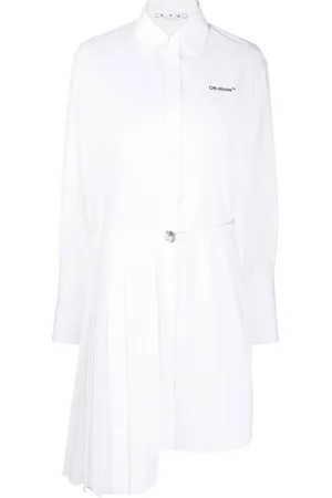 OFF-WHITE Asymmetric pleated shirt dress