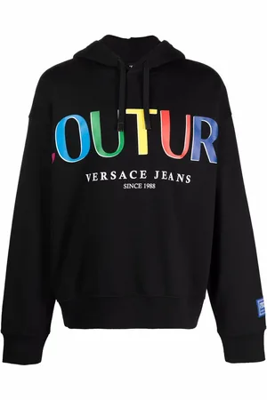 VERSACE Logo-print cotton hoodie