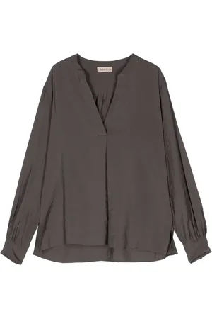 BLANCA Band-collar long-sleeves blouse