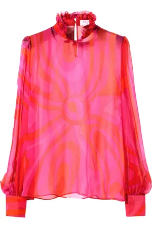 Puccini Semi-sheer silk chiffon blouse