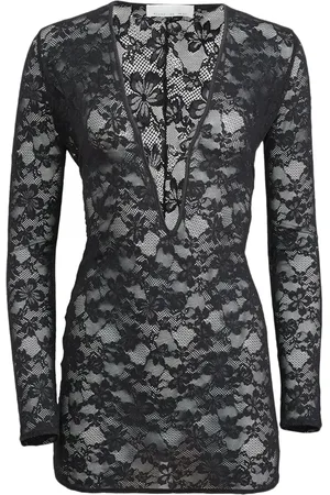 FLEUR DU MAL Le Stretch lace plunge mini dress