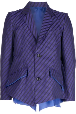 Sulvam Raw-hem striped blazer