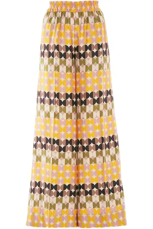 La DoubleJ Geometric-print palazzo trousers