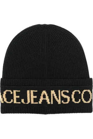 VERSACE Logo-intarsia knitted beanie