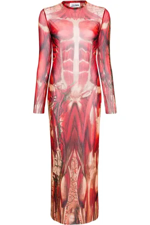 Jean Paul Gaultier ??corch??-print tulle maxi dress
