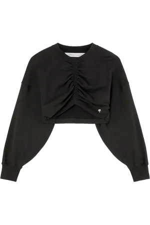 Palm Angels Ruched-detail cropped sweatshirt