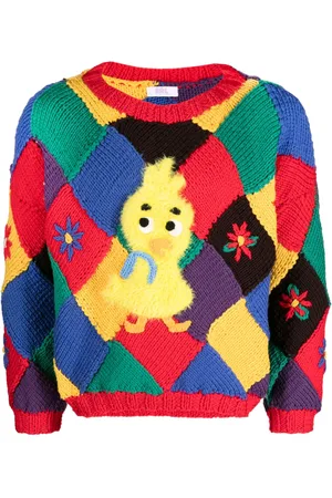 ERL Bird-appliqu?? colour-block jumper