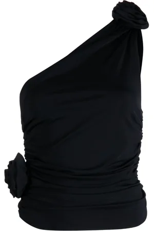 MAGDA BUTRYM Flower embellished one-shoulder top