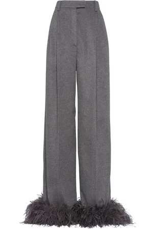 Prada Feather-trim cashmere trousers