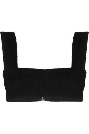 Patou Square-neck tweed crop top