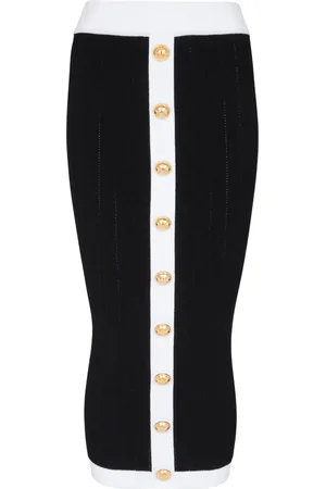 Balmain Buttoned knit midi skirt