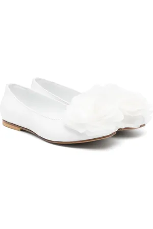 ANDREA MONTELPARE Floral-appliqu?? leather ballerina shoes