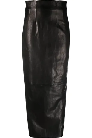 Khaite The Loxley leather midi skirt