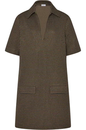 ROSETTA GETTY Polo-collar houndstooth minidress