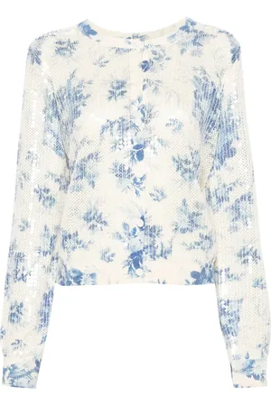 Twin-Set Floral-print oprn-knit cardigan
