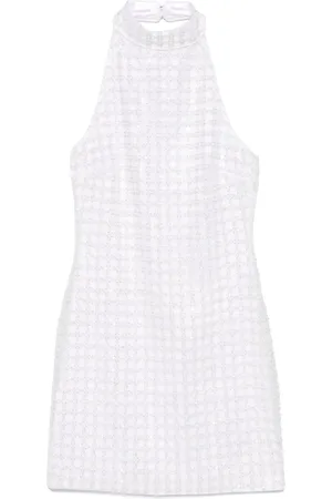 ROTATE Beaded halterneck mini dress
