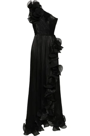 Ana Radu Ruffled pliss?? asymmetric maxi dress