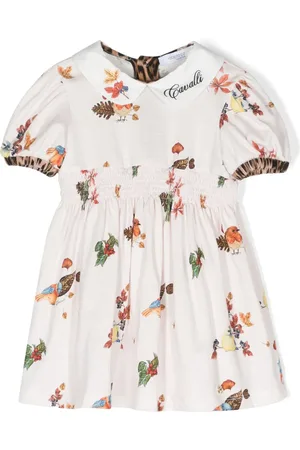Roberto Cavalli Logo-embroidered graphic-print dress