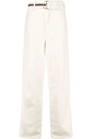 MARCELO BURLON Cross-embroidered belted trousers
