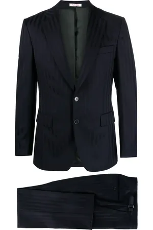 Fursac Tonal-striped single-breasted virgin wool suit