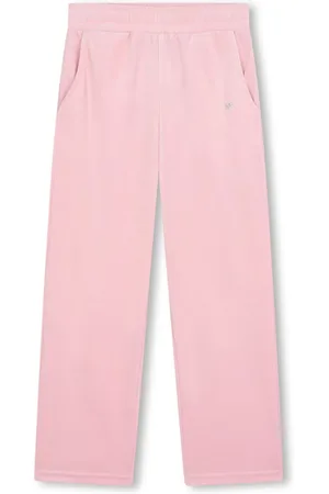 Sonia Rykiel Enfant Rhinestone-logo velvet track pants