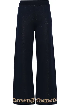 Twin-Set Intarsia-knit straight trousers