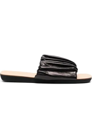 Jil Sander Leather gathered-detail slides