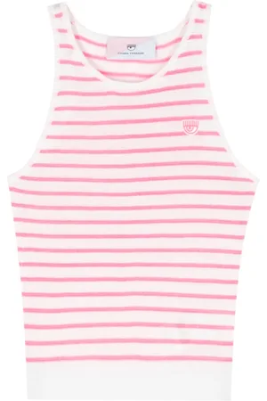 Chiara Ferragni Eyelike-patch striped sleeveless top