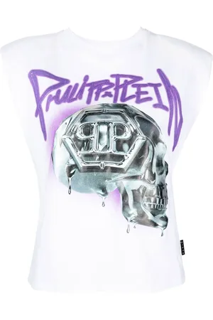 Philipp Plein Skull-print Padded-shoulder tank top