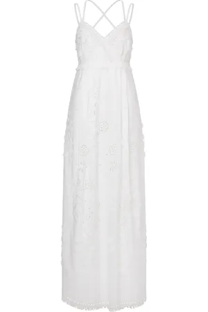 Alberta Ferretti Floral-lace V-neck maxi dress