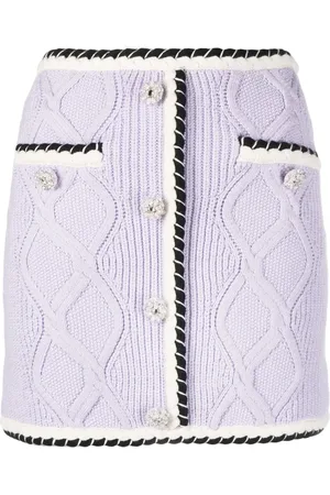Self-Portrait Contrasting-trim cable-knit miniskirt