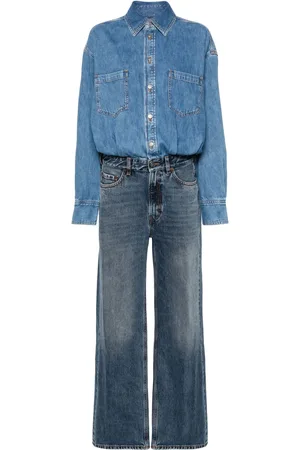 haikure Panelled-design denim jumpsuit