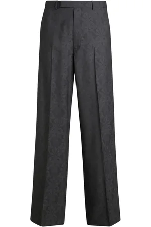 Etro Jacquard pleated straight-leg trousers
