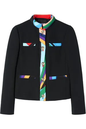 Puccini Contrast-trim single-breasted jacket