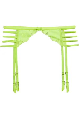 FLEUR DU MAL Rose-embroidered garter belt