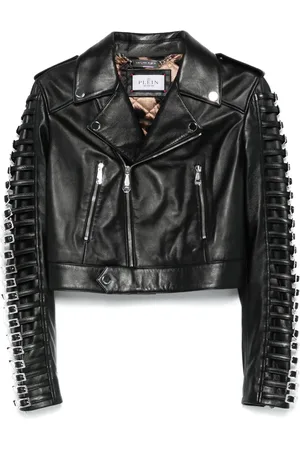 Philipp Plein Crystal-buckle biker jacket