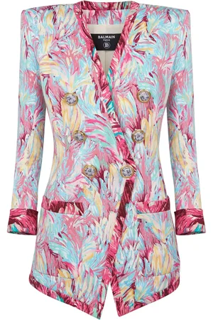 Balmain Feather-print cotton blazer
