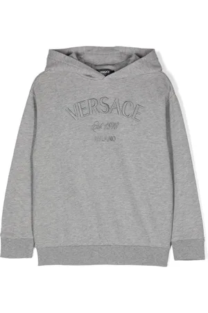 VERSACE Logo-embroidered cotton hoodie