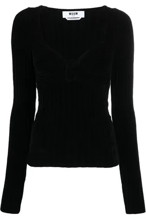 Msgm Twist-front ribbed long-sleeve top