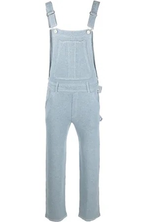 Barrie Cotton-cashmere denim-effect dungarees