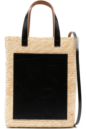 Plan C Pili and Bianca straw tote bag