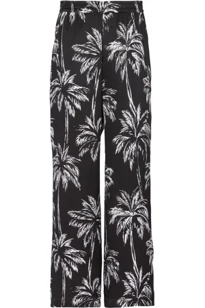 Balmain Palm tree-print satin trousers