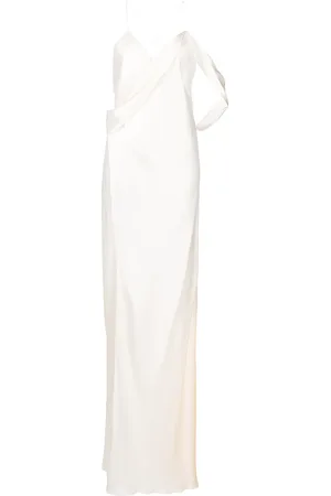 Michelle Mason Silk wrap floor-length gown