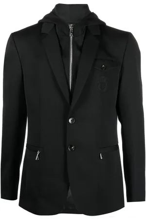 BILLIONAIRE Embroidered-crest hooded blazer